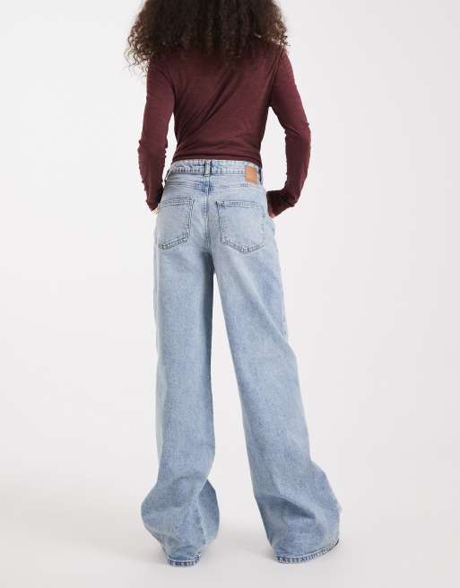 Pieces - Selma - Jean large à taille haute - Bleu denim clair, 2 de 5