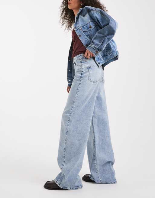 Pieces - Selma - Jean large à taille haute - Bleu denim clair, 3 de 5