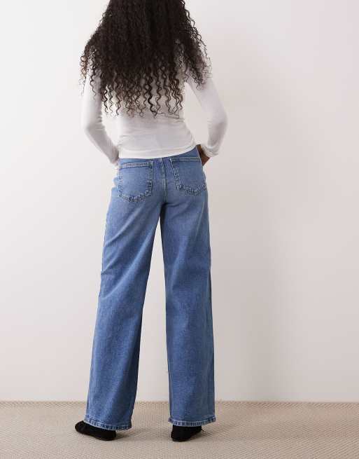 Pieces - Selma - Jean large à taille haute - Bleu denim foncé, 3 de 5