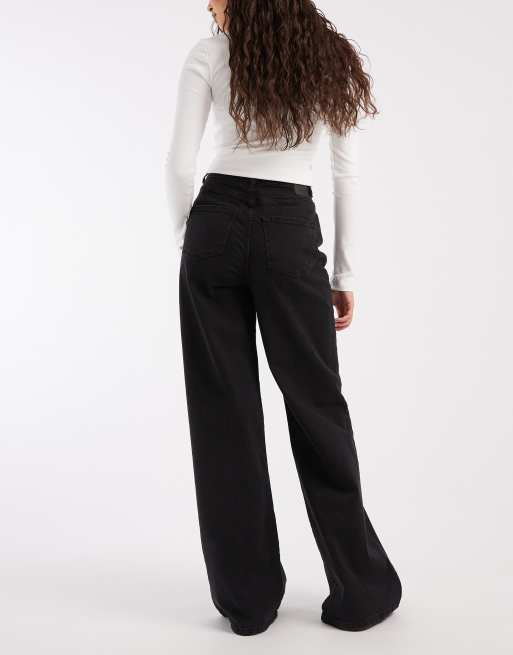 Pieces - Selma - Jean large à taille haute - Denim noir, 3 de 5
