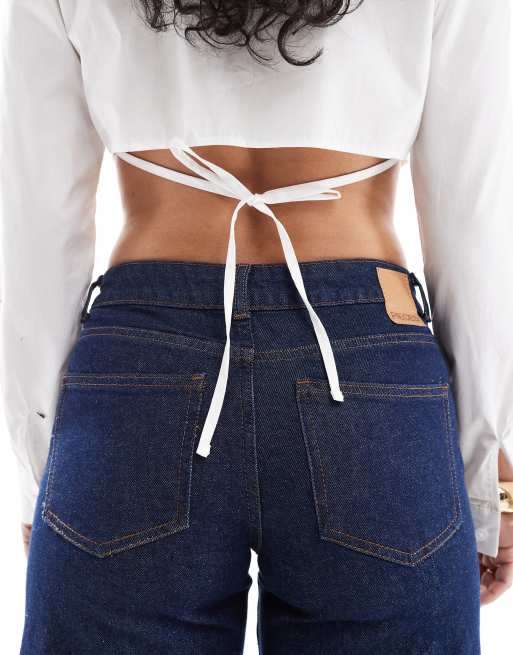 Pieces – Selma – Mörkblå jeans med vida ben, del av set, 4 av 5
