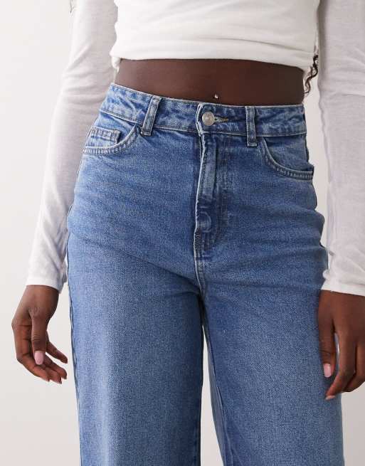 Pieces – Selma – Mörkblå, vida jeans med hög midja, 5 av 5