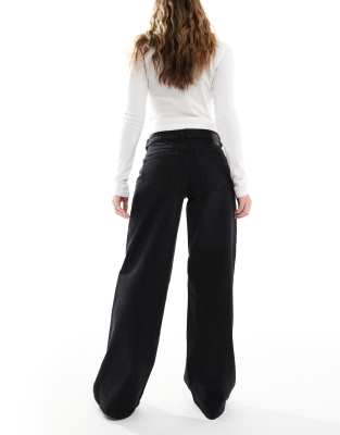 Pieces Selma Wide Leg Jeans In Black