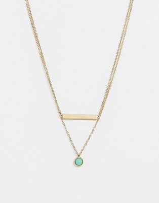 Pieces – Senora – Halsband med turkos-Guld