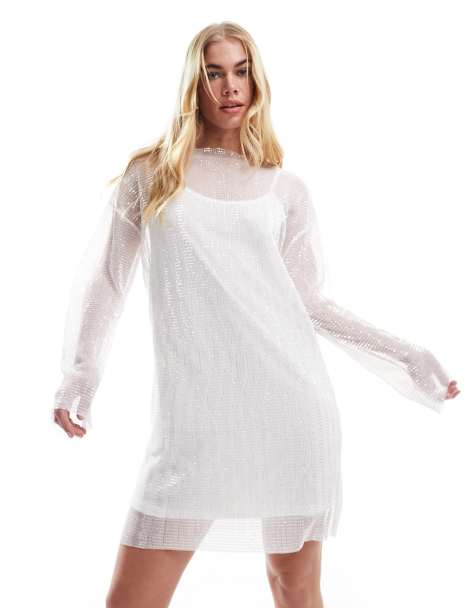 White Long Sleeve Dresses, White Long Sleeve Maxis