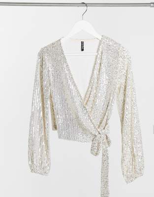 silver wrap blouse
