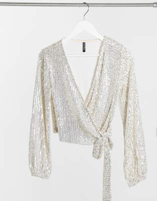 sequin wrap top