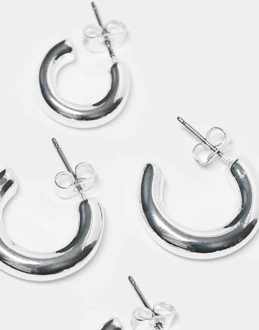 Pieces - Set van 2 oorbellen voor ieder dag in verguld sterling zilver, 4 van 4