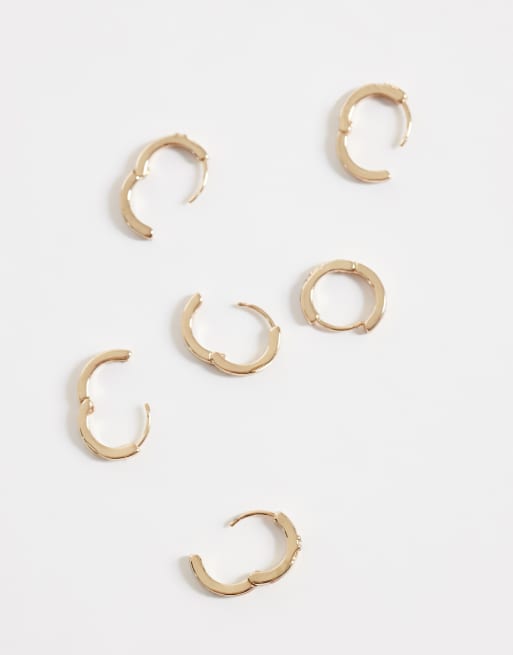 Pieces set van 3 kleine stevige creolen met versiering in goudkleur, 4 van 4