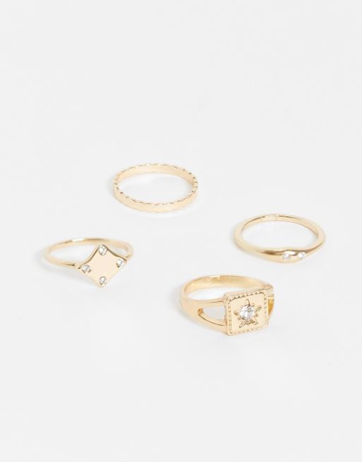 Pieces - Set van 4 stapelringen in goud