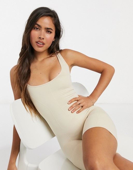 Pieces shaping body suit in nude