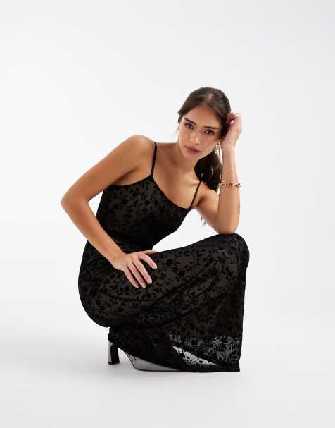 Pieces sheer affect devoree cami maxi dress in black - view 1