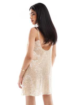 Pieces Sheer Sequin Mini Cami Dress