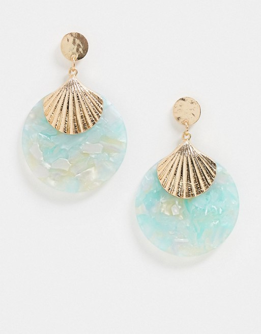 Pieces shell statement drop earrings