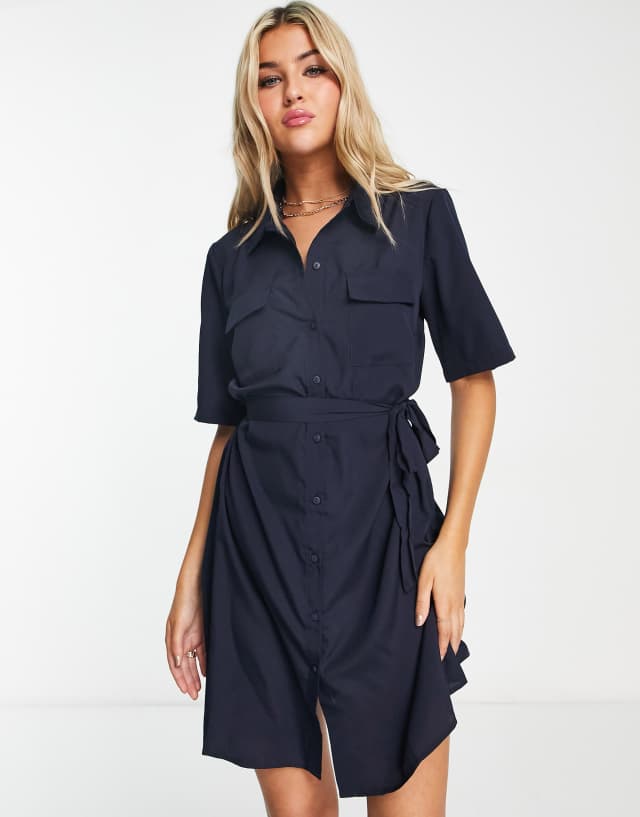 Pieces shia shirt dress in navy