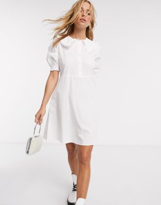 frill collar shirt dress