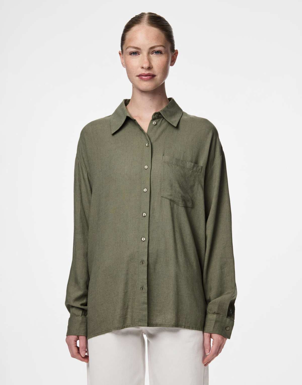 Pieces Shirt in deep lichen green