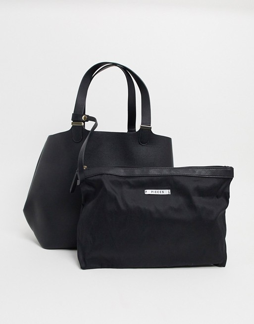 Pieces shopper bag in black