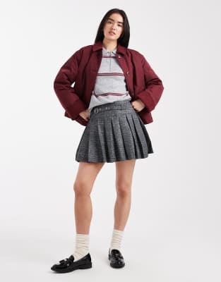 Pieces Short Jacket With Corduroy Collar Detail In Red