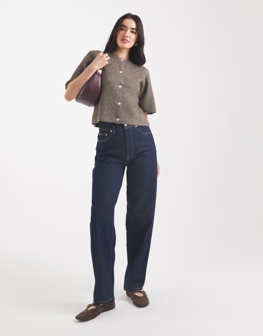 Pieces short sleeve boxy cardigan in morel