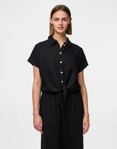Pieces Short sleeved shirt in black - view 1