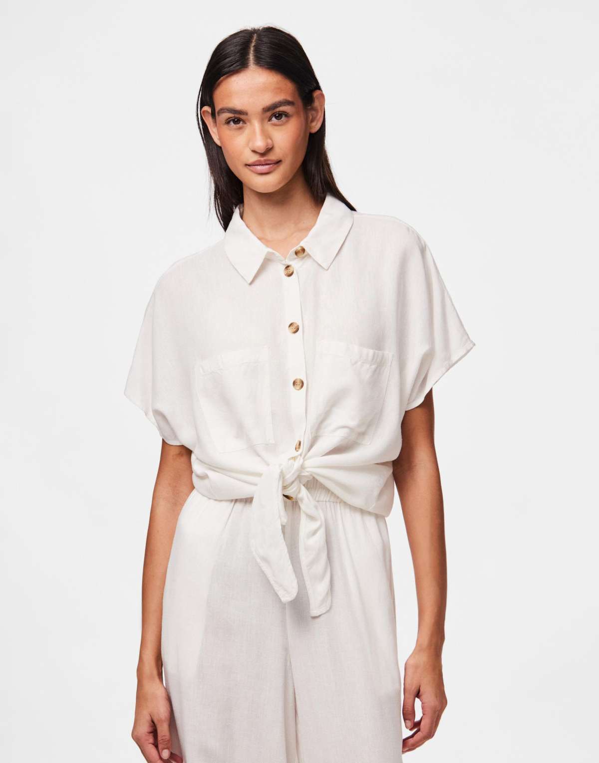 Pieces Short sleeved shirt in bright white