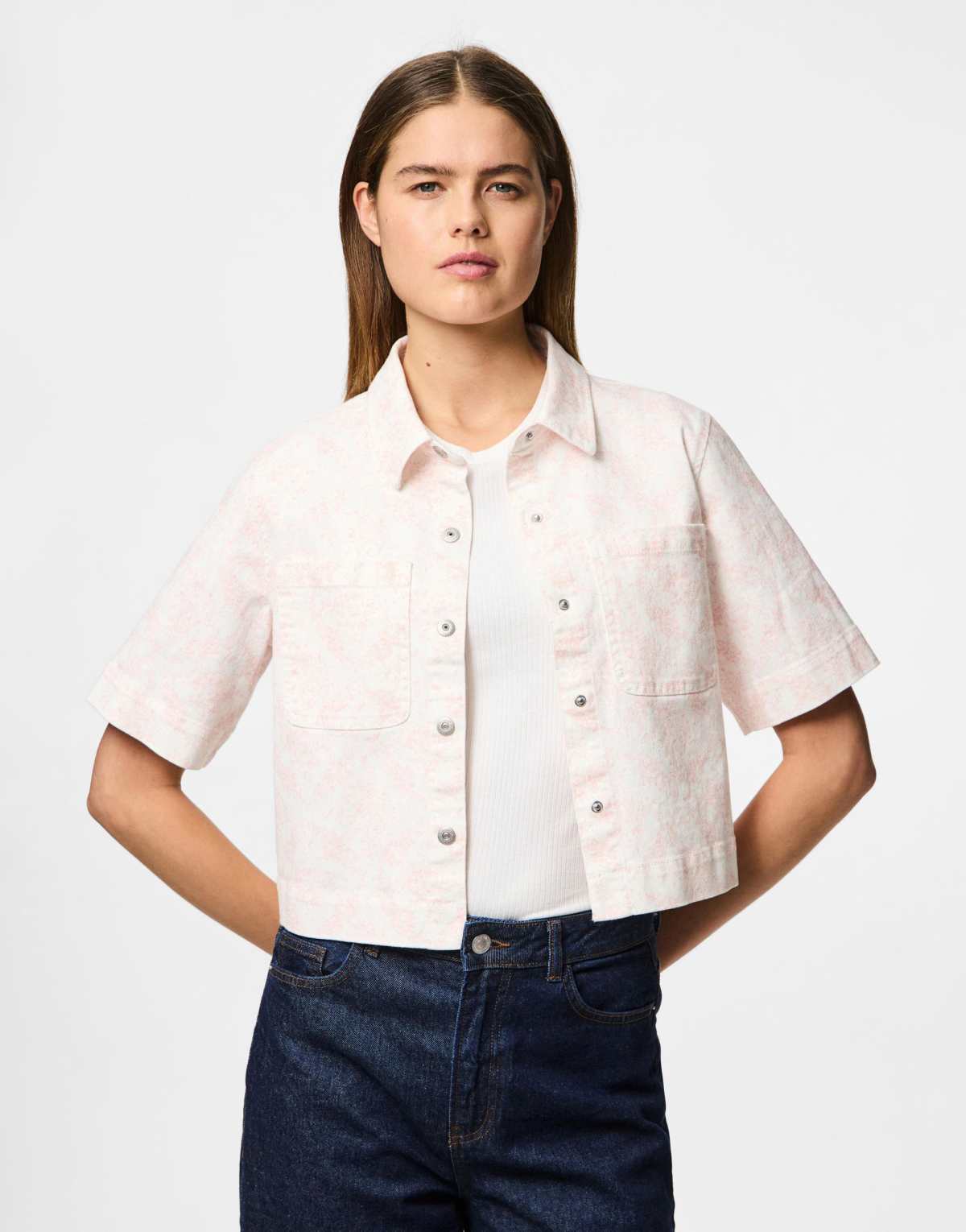 Pieces Short sleeved shirt in egret