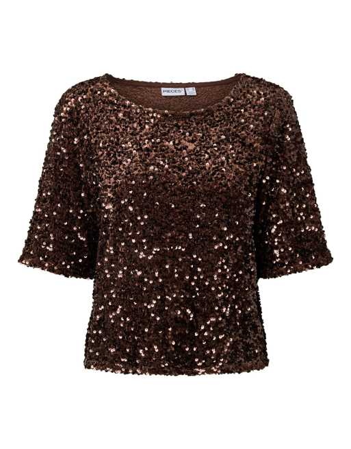 Pieces Short sleeved top in chicory coffee1, 7 of 7