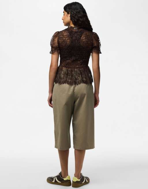 Pieces Short sleeved top in hot fudge1, 2 of 7