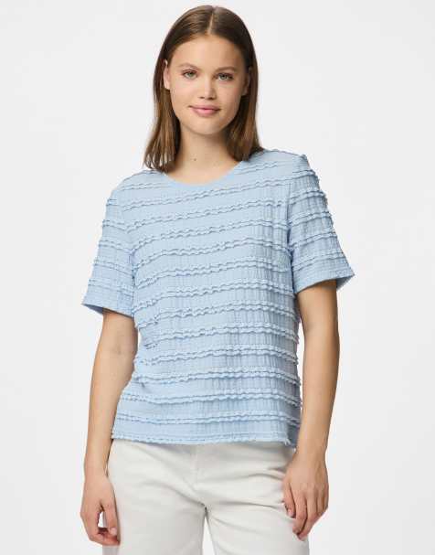 Pieces Short sleeved top in light blue - view 1