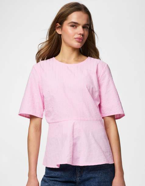 Pieces Short sleeved top in roseate spoonbill - view 1