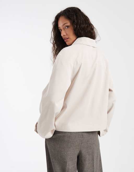 PIECES short trench coat in silver gray, 4 of 4