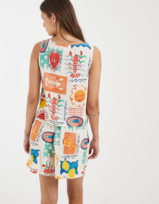 Pieces – Shorts med hummer- och hjärttryck, del av set, 4 av 5