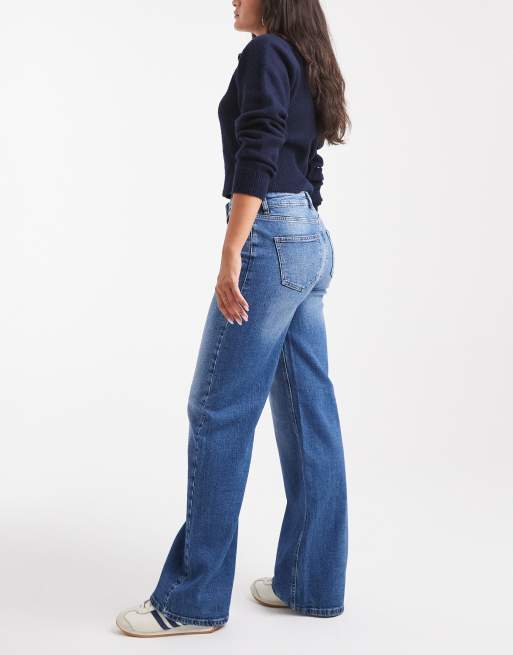 Pieces - Silke - Jeans a fondo ampio e vita medio alta blu medio, 2 di 5