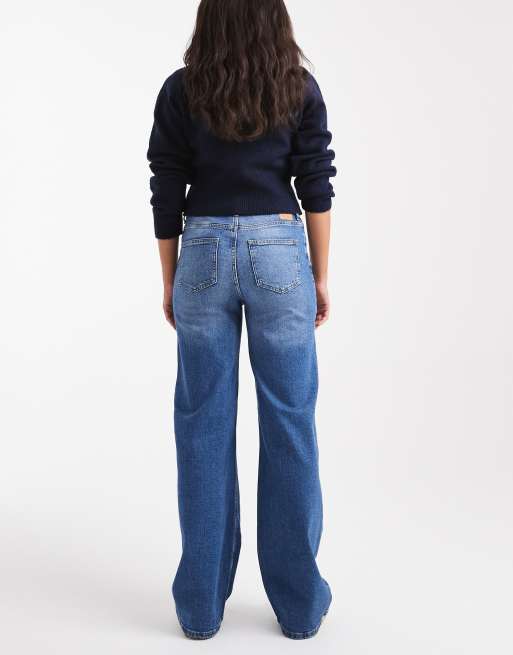 Pieces - Silke - Jeans a fondo ampio e vita medio alta blu medio, 3 di 5
