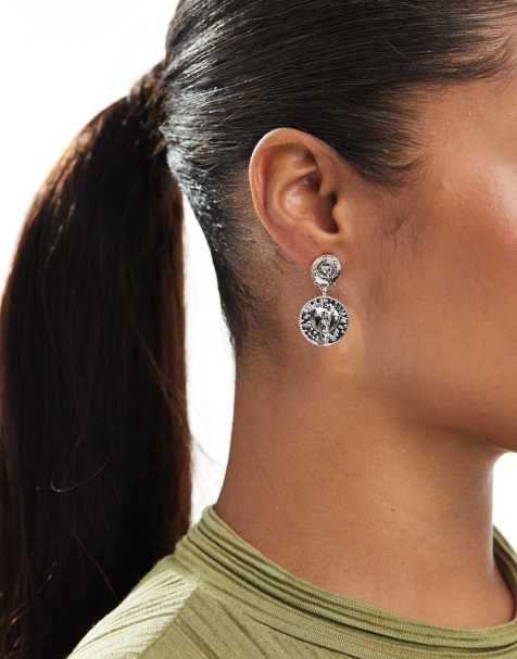 Pieces – Silverfärgade örhängen med mynt - view 1