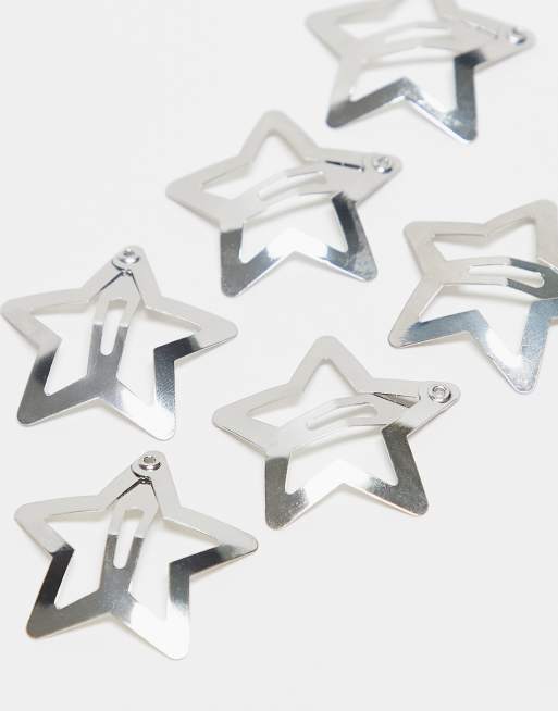 Pieces – Silverfärgade, stjärnformade hårspännen, 6-pack, 4 av 4