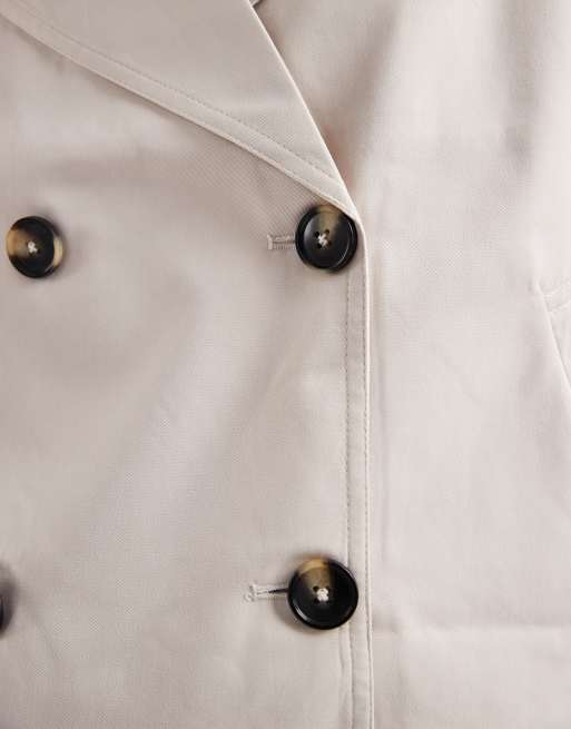 Pieces – Silvergrå, kort trenchcoat, 3 av 4