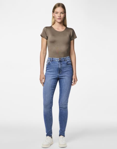 Pieces Skinny fit jeans in medium blue denim - view 1