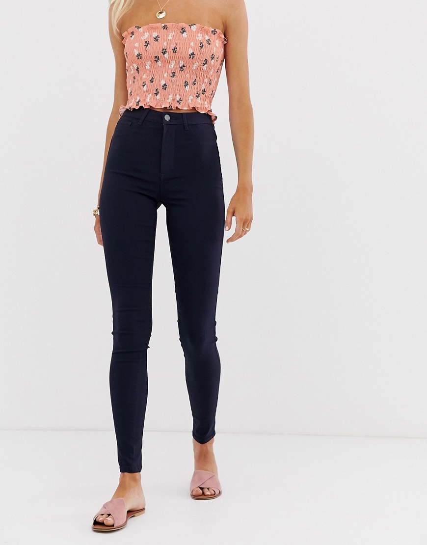 Pieces – skinny jeans med hög midja-Marinblå