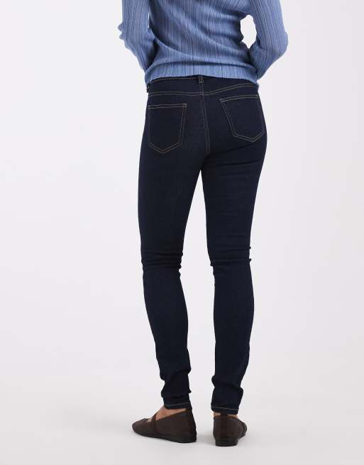 Pieces skinny jeans met hoge taille in donker indigoblauw, 4 van 5