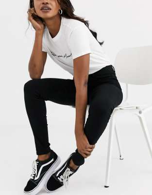 pieces high waist skinny fit jeans