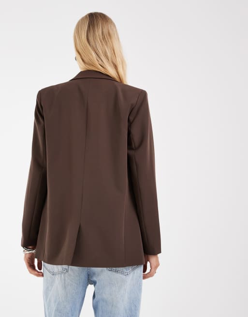 Pieces skräddad oversized kavaj i chokladbrun, 2 av 4