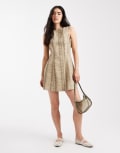[Pieces] PIECES sleeveless denim mini dress in snake print-Multi L Sandshell SNAKE