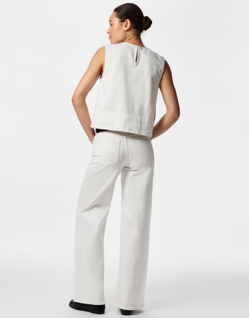 Pieces Sleeveless top in bright white, 2 of 7