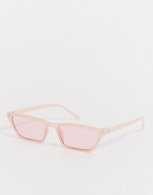 Pieces slim cateye sunglasses in pink