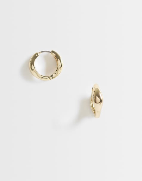 Pieces small chunky hoop earrings in gold tone - view 1
