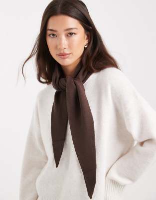 Pieces Small Triangle Knit Scarf In Brown