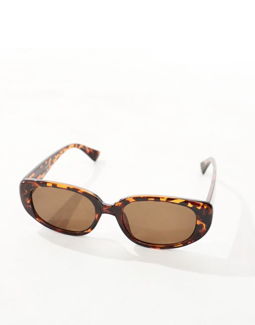 Pieces - Smalle ovale zonnebril met montuur in tortoise, 2 van 4