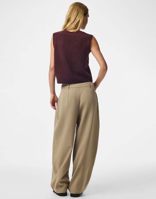 Pieces - Smanicato in maglia bordeaux, 2 di 7